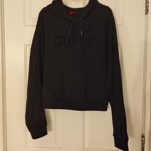 GUESS Black Cropped Pullover Hoodie